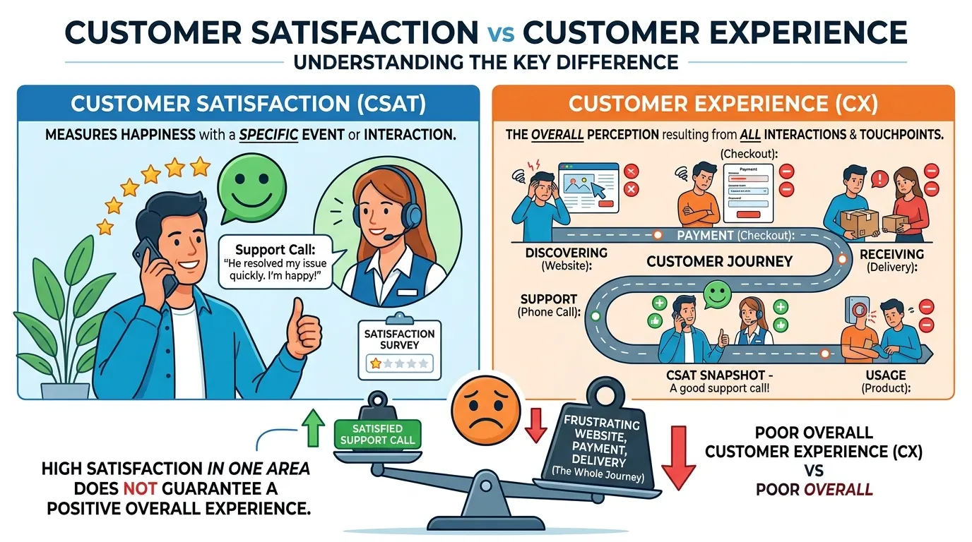 Customer Satisfaction vs Customer Experience